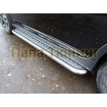 Пороги с площадкой алюминиевый лист 60 мм ТСС для Subaru XV 2017-