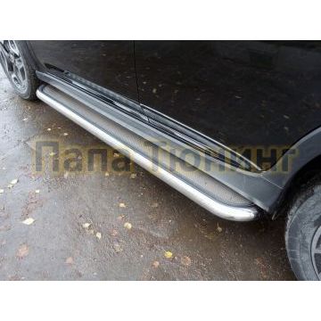 Пороги с площадкой нержавеющий лист 60 мм ТСС для Subaru XV 2017-