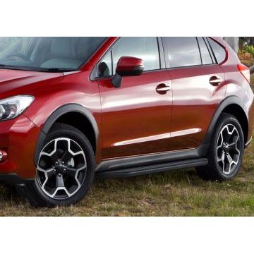 Пороги алюминиевые Rival Black-Premium для Subaru XV 2011-2017