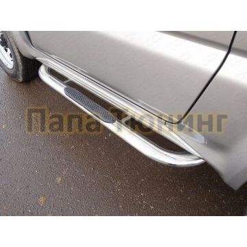 Пороги овальные гнутые с накладкой 75х42 мм ТСС для Suzuki Jimny 2012-2018 Пороги овальные гнутые с накладкой 75х42 мм ТСС для Suzuki Jimny 2012-2018