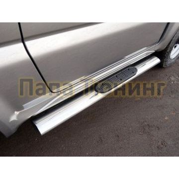 Пороги овальные с накладкой 120х60 мм ТСС для Suzuki Jimny 2012-2018 Пороги овальные с накладкой 120х60 мм ТСС для Suzuki Jimny 2012-2018