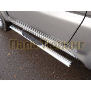 Пороги овальные с накладкой 75х42 мм ТСС для Suzuki Jimny 2012-2018 Пороги овальные с накладкой 75х42 мм ТСС для Suzuki Jimny 2012-2018