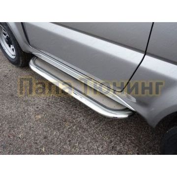 Пороги с площадкой нержавеющий лист 75х42 мм ТСС для Suzuki Jimny 2012-2018 Пороги с площадкой нержавеющий лист 75х42 мм ТСС для Suzuki Jimny 2012-2018