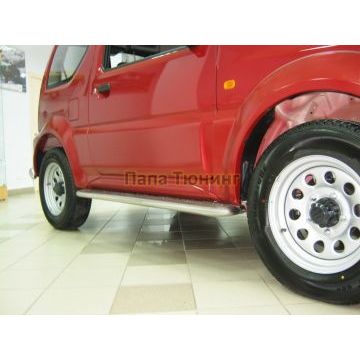 Пороги с площадкой алюминиевый лист d42 РусСталь для Suzuki Jimny 2005-2011