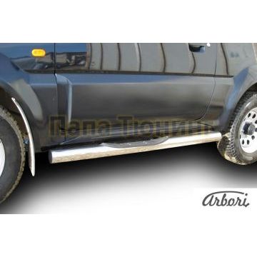 Пороги труба с накладками 76 мм Slitkoff для Suzuki Jimny 1998-2011