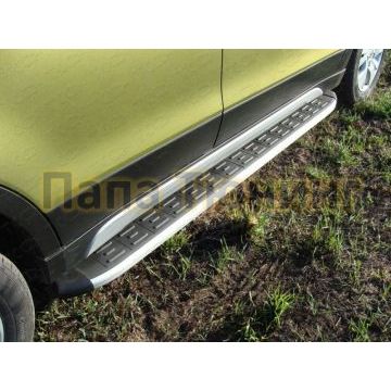 Пороги алюминиевые ТСС с накладкой для Suzuki SX4 New 2013- Пороги алюминиевые ТСС с накладкой для Suzuki SX4 New 2013-