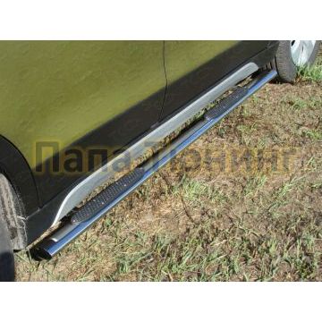 Пороги труба овальная с накладками 75х42 мм ТСС для Suzuki SX4 New 2013- Пороги труба овальная с накладками 75х42 мм ТСС для Suzuki SX4 New 2013-