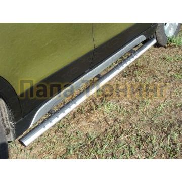 Пороги труба овальная с проступью 75х42 мм ТСС для Suzuki SX4 New 2013- Пороги труба овальная с проступью 75х42 мм ТСС для Suzuki SX4 New 2013-