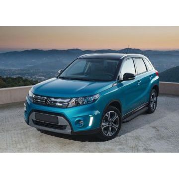 Пороги алюминиевые Rival Black-Premium для Suzuki Vitara 2015-