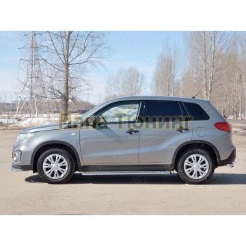 Пороги с площадкой алюминиевый лист d42 вариант 1 РусСталь для Suzuki Vitara 2015-