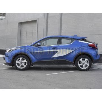 Пороги труба овальная с проступью 120х60 мм для Toyota C-HR 2018-