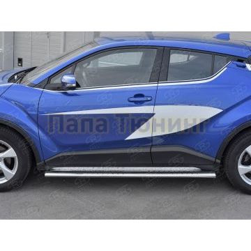 Пороги труба овальная с проступью 120х60 мм для Toyota C-HR 2018-