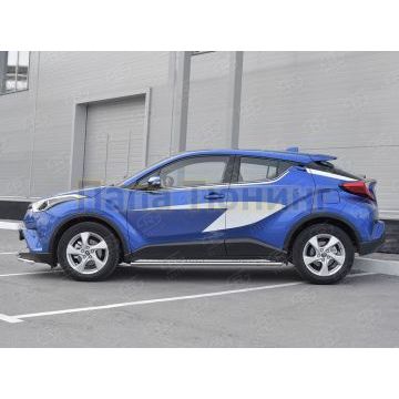 Пороги труба овальная с проступью 75х42 мм для Toyota C-HR 2018-
