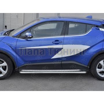 Пороги с площадкой алюминиевый лист d42 вариант 2 для Toyota C-HR 2018-