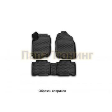 Коврики в салон резиновые без борта чёрные 4 штуки Autofamily для Lada Kalina 2004-2013