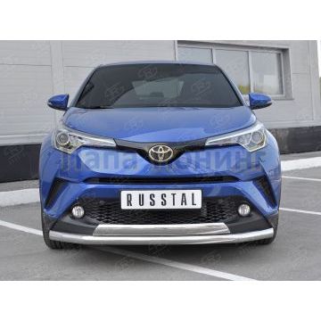 Защита передняя двойная d57-75хd42 секции-дуга для Toyota C-HR 2018-