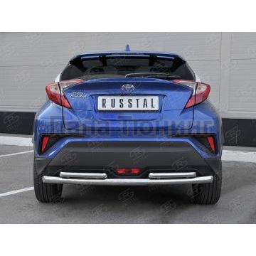 Защита заднего бампера двойная дуга d57-42х2 мм для Toyota C-HR 2018-