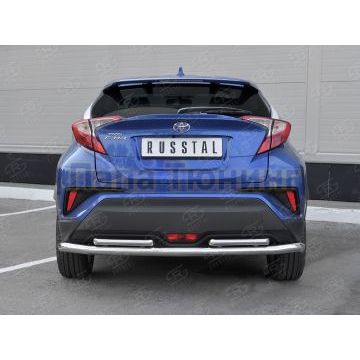Защита заднего бампера двойная секции d57-42х2 мм для Toyota C-HR 2018-