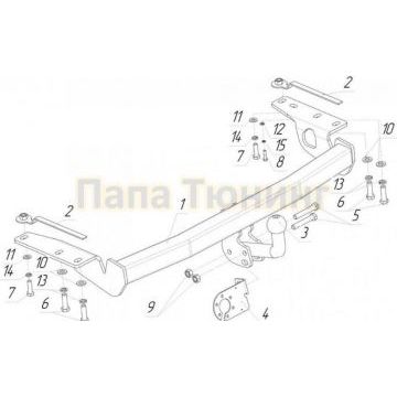 Фаркоп Avtos для Toyota Corolla 2002-2007 Фаркоп Avtos для Toyota Corolla 2002-2007