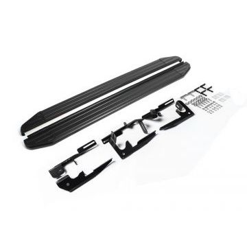 Пороги алюминиевые Rival Black-Premium для Toyota Highlander 2007-2014