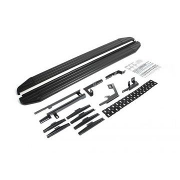 Пороги алюминиевые Rival Black-Premium для Toyota Highlander 2014-2020