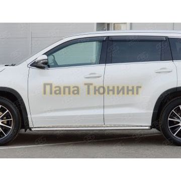 Пороги с площадкой алюминиевый лист d42 вариант 1 РусСталь для Toyota Highlander 2017-2020