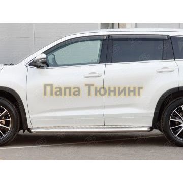 Пороги с площадкой алюминиевый лист d57 вариант 2 РусСталь для Toyota Highlander 2017-2020