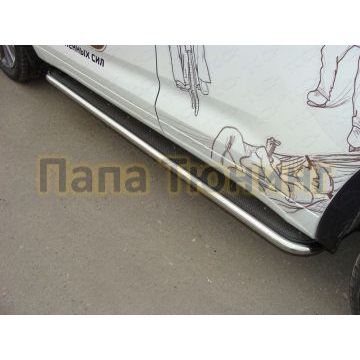 Пороги с площадкой нержавеющий лист 42 мм ТСС для Toyota Highlander 2017-2020