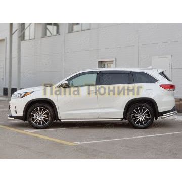 Пороги с площадкой нержавеющий лист 63 мм РусСталь для Toyota Highlander 2017-2020