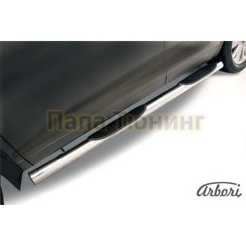 Пороги труба с накладками 76 мм Slitkoff для Toyota Highlander 2014-2020