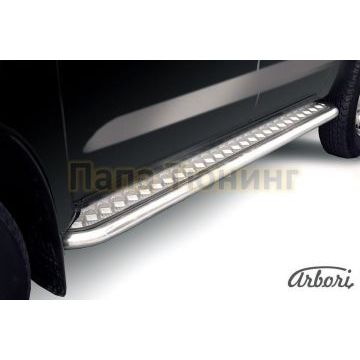 Пороги с площадкой алюминиевый лист 57 мм Slitkoff для Toyota Hilux 2008-2011 Пороги с площадкой алюминиевый лист 57 мм Slitkoff для Toyota Hilux 2008-2011