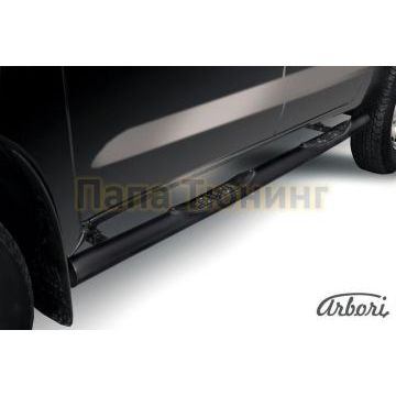 Пороги чёрная сталь труба с накладками 76 мм Slitkoff для Toyota Hilux 2008-2011 Пороги чёрная сталь труба с накладками 76 мм Slitkoff для Toyota Hilux 2008-2011