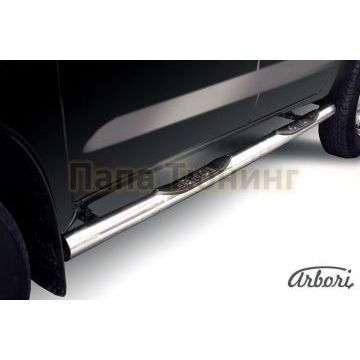 Пороги труба с накладками 76 мм Slitkoff для Toyota Hilux 2008-2011 Пороги труба с накладками 76 мм Slitkoff для Toyota Hilux 2008-2011