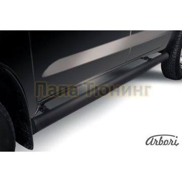 Защита штатных порогов чёрная сталь труба 76 мм Slitkoff для Toyota Hilux 2008-2011 Защита штатных порогов чёрная сталь труба 76 мм Slitkoff для Toyota Hilux 2008-2011