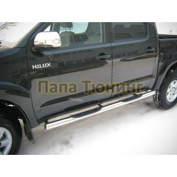 Пороги труба d76 с накладками вариант 3 РусСталь для Toyota Hilux 2008-2015
