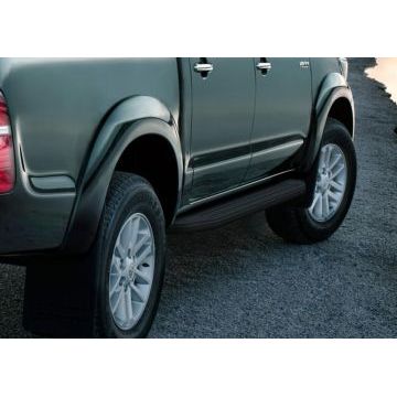 Пороги алюминиевые Rival Black-Premium для Toyota Hilux 2005-2015