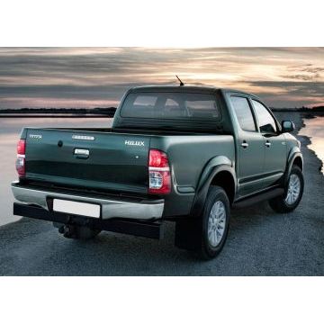 Пороги алюминиевые Rival Black-Premium для Toyota Hilux 2005-2015