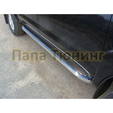 Пороги с площадкой нержавеющий лист 60 мм ТСС для Toyota Hilux 2011-2015