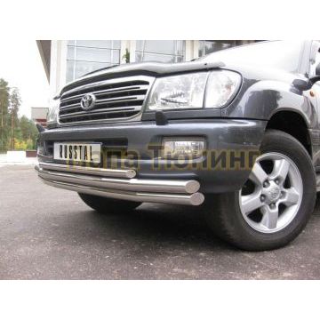 Защита передняя тройная d57-d57-d42 РусСталь для Toyota Land Cruiser 100 1998-2007