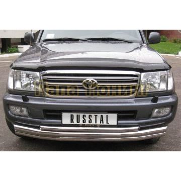 Защита передняя тройная d57-d57-d42 РусСталь для Toyota Land Cruiser 100 1998-2007