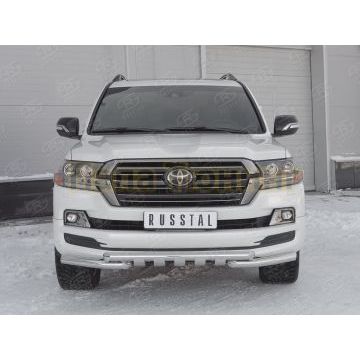 Защита передняя двойная с уголками и клыками d57-d57 для Toyota Land Cruiser 200 Excalibur 2017- Защита передняя двойная с уголками и клыками d57-d57 для Toyota Land Cruiser 200 Excalibur 2017-