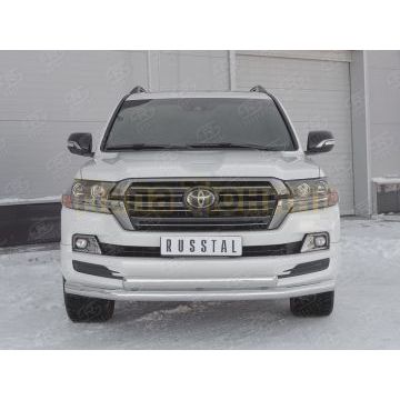 Защита передняя двойная 76-75хd42 секции-дуга для Toyota Land Cruiser 200 Excalibur 2017-