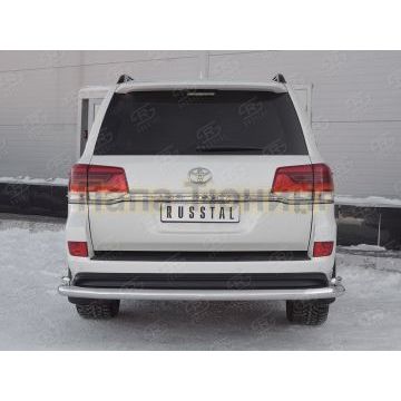 Защита заднего бампера двойная с уголками d76-d42 для Toyota Land Cruiser 200 Excalibur 2017-