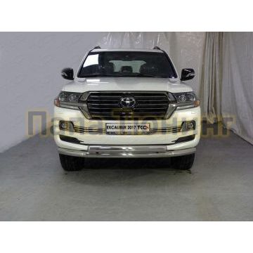 Защита передняя двойная 76-75 мм ТСС для Toyota Land Cruiser 200 Excalibur 2017-