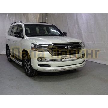 Защита передняя овальная 75-42 мм ТСС для Toyota Land Cruiser 200 Excalibur 2017-