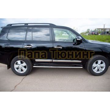 Пороги труба овальная с проступью 120х60 мм РусСталь для Toyota Land Cruiser 200 2012-2015
