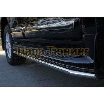 Защита штатных порогов d42 рейсталинг 2014 РусСталь для Toyota Land Cruiser 200 2012-2015