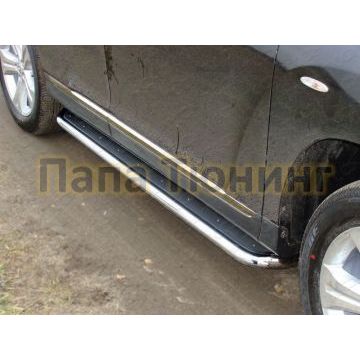 Пороги с площадкой нержавеющий лист 60 мм ТСС для Toyota Land Cruiser 200 2007-2011 Пороги с площадкой нержавеющий лист 60 мм ТСС для Toyota Land Cruiser 200 2007-2011