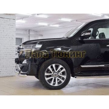 Защита передняя двойная с клыками d57-d57 РусСталь для Toyota LC 200 Executive 2016-