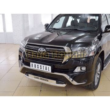 Защита переднего бампера надписью d57 РусСталь для Toyota LC 200 Executive 2016-
